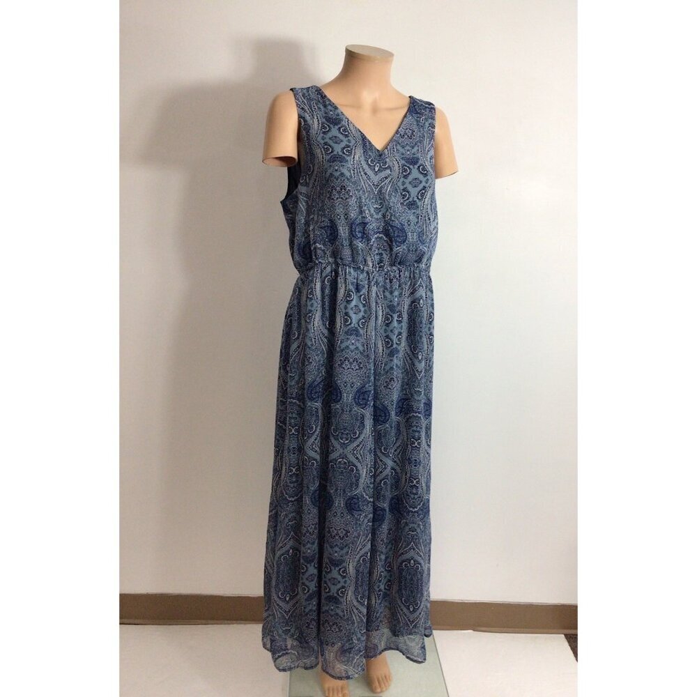 Blue Fairy Maxi Dress Y2K Paisley Print Womens XL
